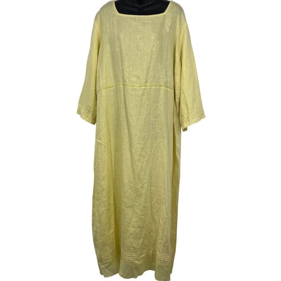 J. Jill Plus 3X Linen Apple Green Dress Floral Square Neck Half Sleeve Midi New - Picture 1 of 10